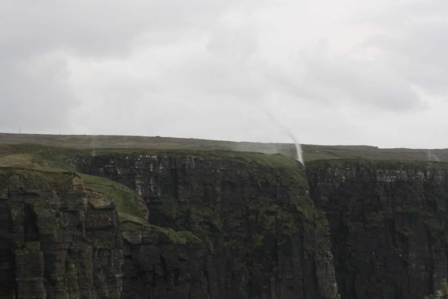 Ireland-hiking the cliffs-of-Moher-walking-trail-backwards-waterfall
