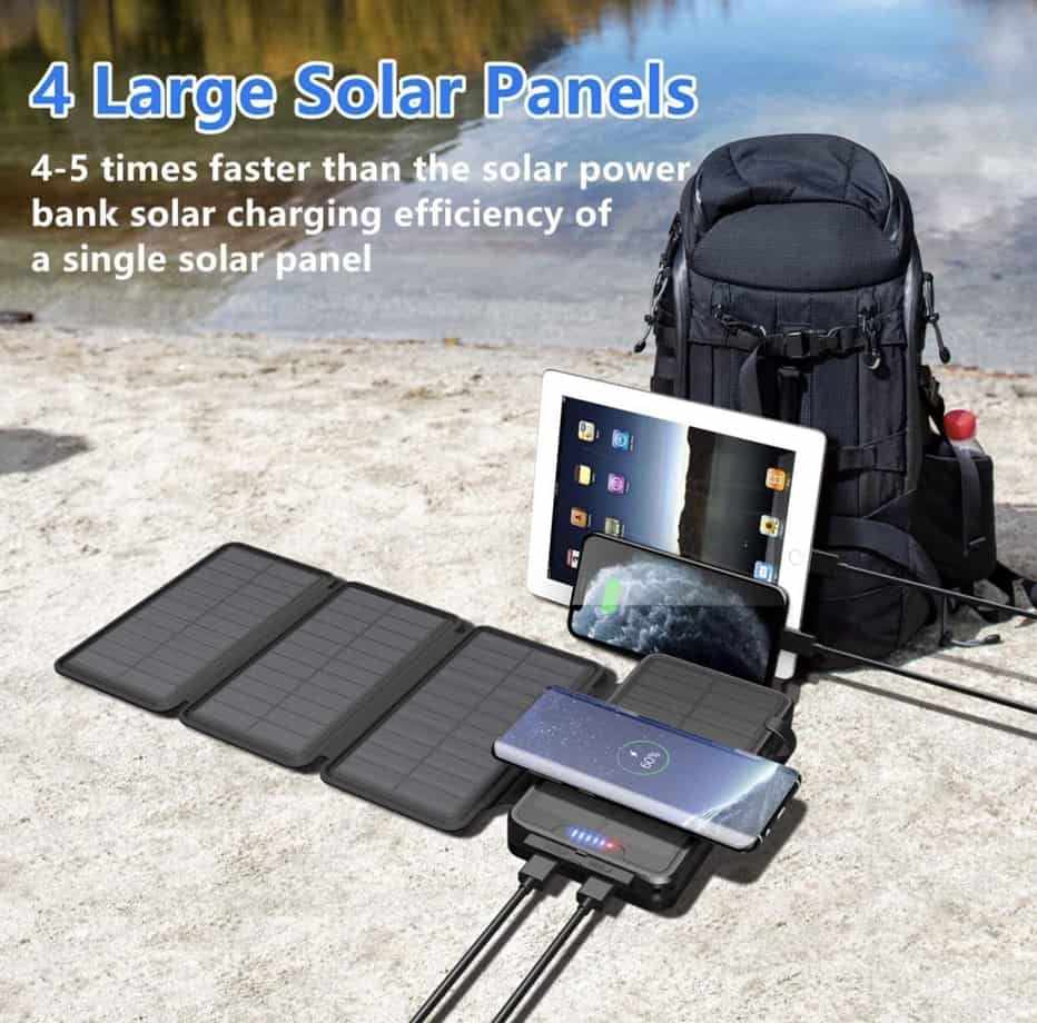 The Qisa Solar Charger 35800mAh Solar Power Bank In Use